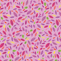 Scattered Leaves Cheeto's World Pink Cotton 44"/45" Fabric Per Yard