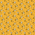 Yellow Heart Blossoms Love Ink 3384 Cotton 44”/45” Fabric Per Yard