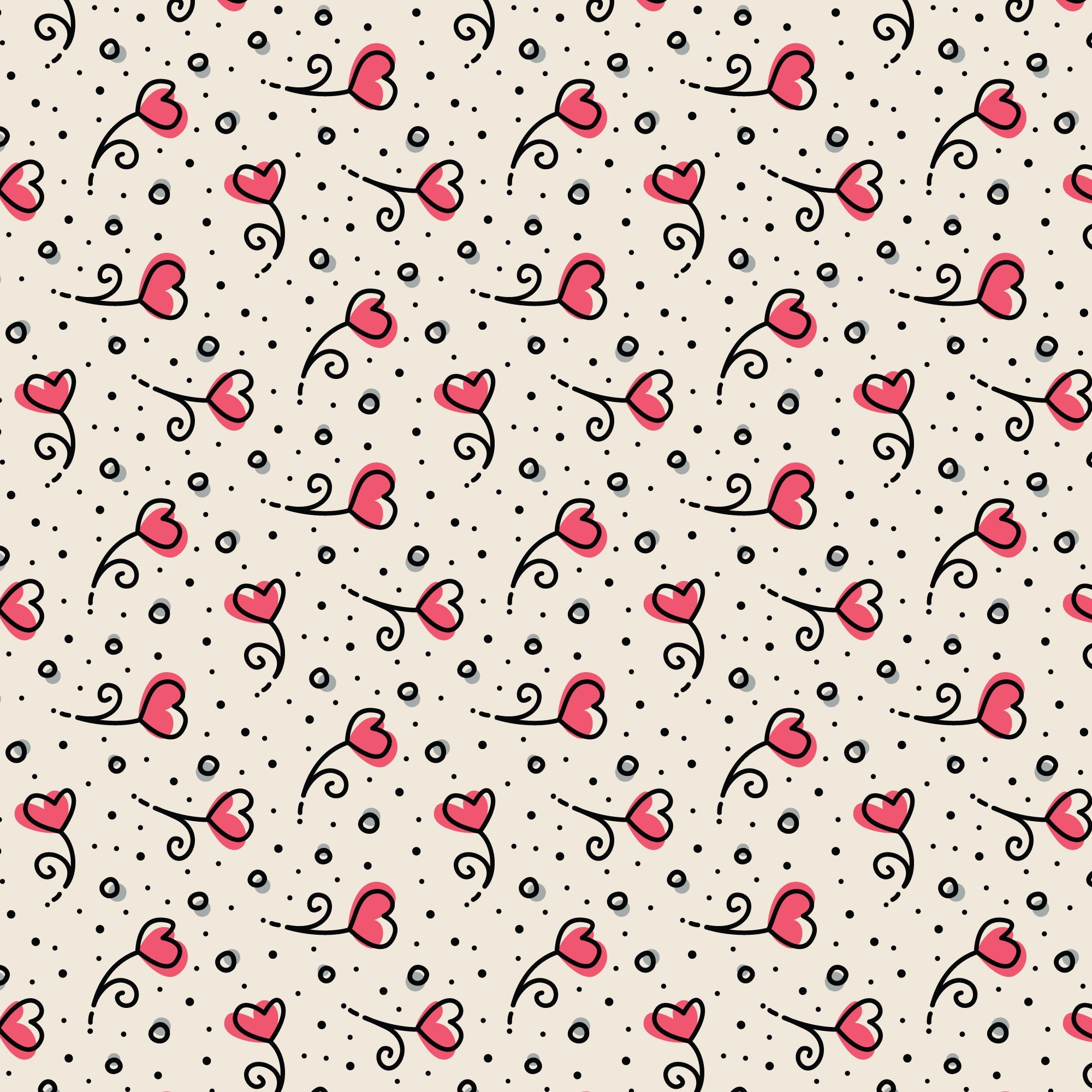Pink Heart Blossoms Love Ink 3384 Cotton 44”/45” Fabric Per Yard