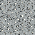 Gray Heart Blossoms Love Ink 3384 Cotton 44”/45” Fabric Per Yard