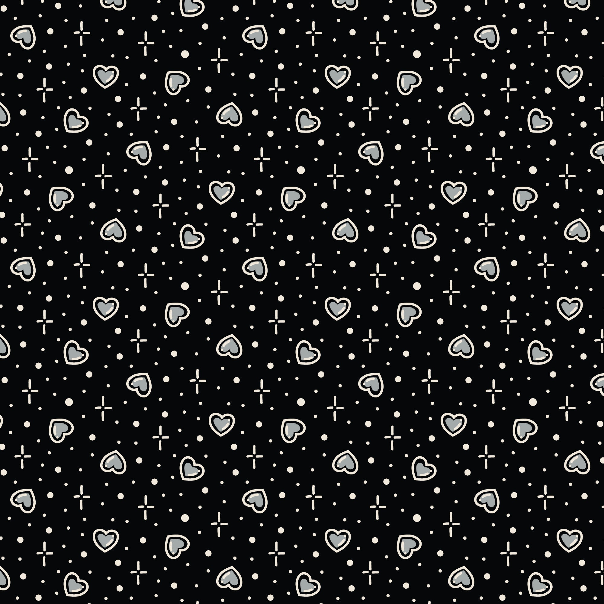 Black Hearts Love Ink 3388 Cotton 44”/45” Fabric Per Yard