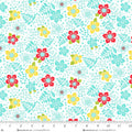 Jubilee Multi Blue Fun Flower Cotton 44" / 45" Fabric per yard