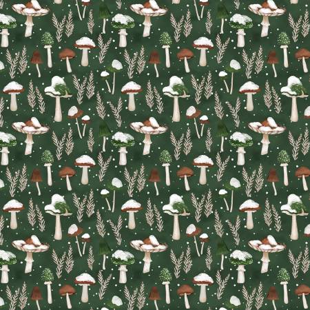 WL Green Mushrooms All Over Woodland Christmas
