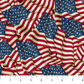 Stars And Stripes 14 Multi Flags Beige Cotton 43"/44" Fabric Per Yard
