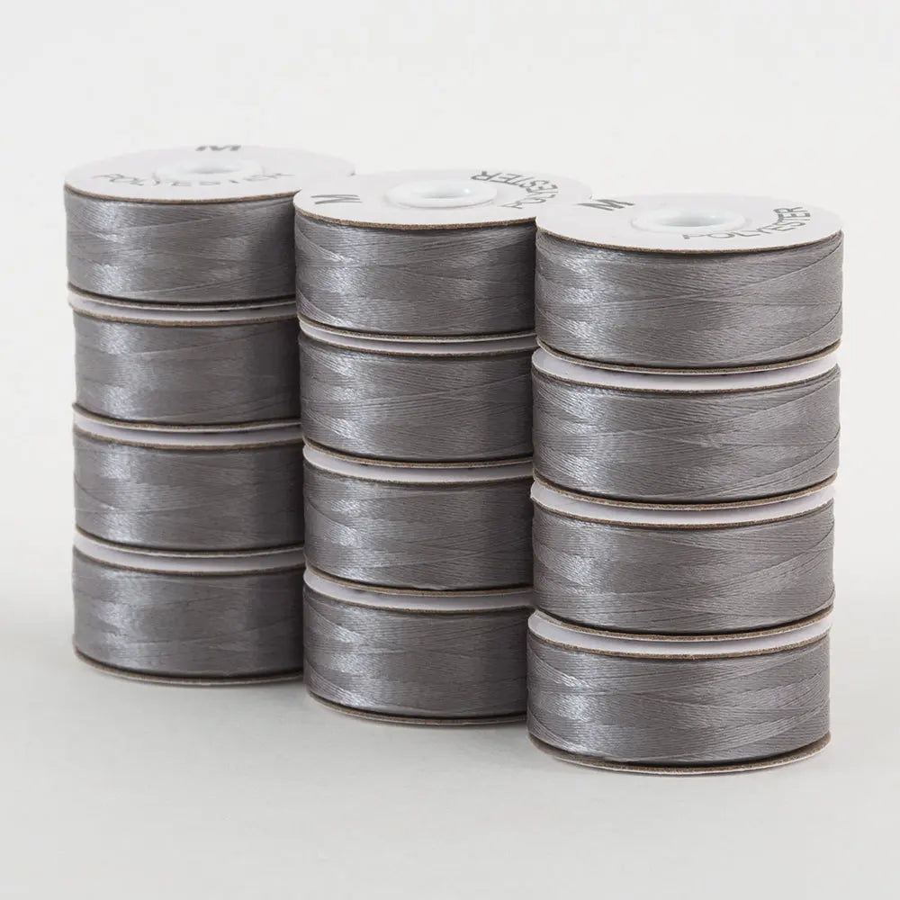 Super Bobs Poly #622 Gray (M-Style) 12 pack pre-wound bobbins