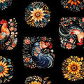 QT Poultry in Motion Roosters & Sunflowers 30842-J