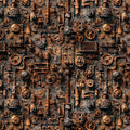 Rust Steam & Steel Train Mechanical Gears Cotton 44"/45" Fabric Per Yard