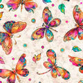 Fluttering Gardens Butterflies Oatmeal Cotton 44"/45" Fabric Per Yard