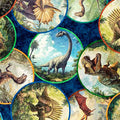Navy Savage Kingdom Dinosaur Medallions Cotton 44"/45" Fabric Per Yard