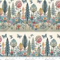 Cream Forest Border Stripe Cotton 44"/45" Fabric Per Yard