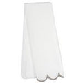 Kitchen Towel White with Taupe Scalloped Edge