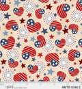 Cream Patriotic Hearts America The Beautiful 44"/45" Fabric Per Yard
