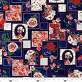 Cameo Appearance Floral and Cameo Patch Navy Cotton 44"/45" Fabric Per Yard