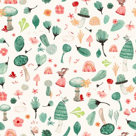 WD White Mushroom Forest Digitally Printed