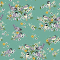 WD Turquoise Birdies Turquoise Organic Cotton
