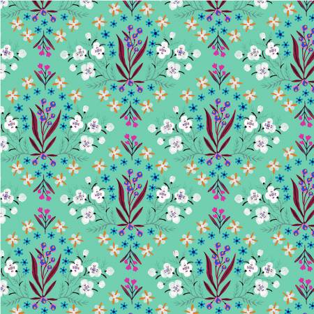 WD Turquoise Floral Tile