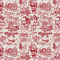 WD Ivory/Red Santa Toile Jolly Christmas