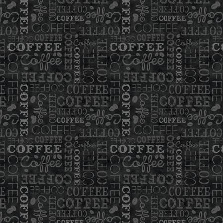 WL Coffee Time 82590 999 Black Coffee Words Allover