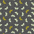 LI Sakura butterflies on charcoal, gold metallic A921