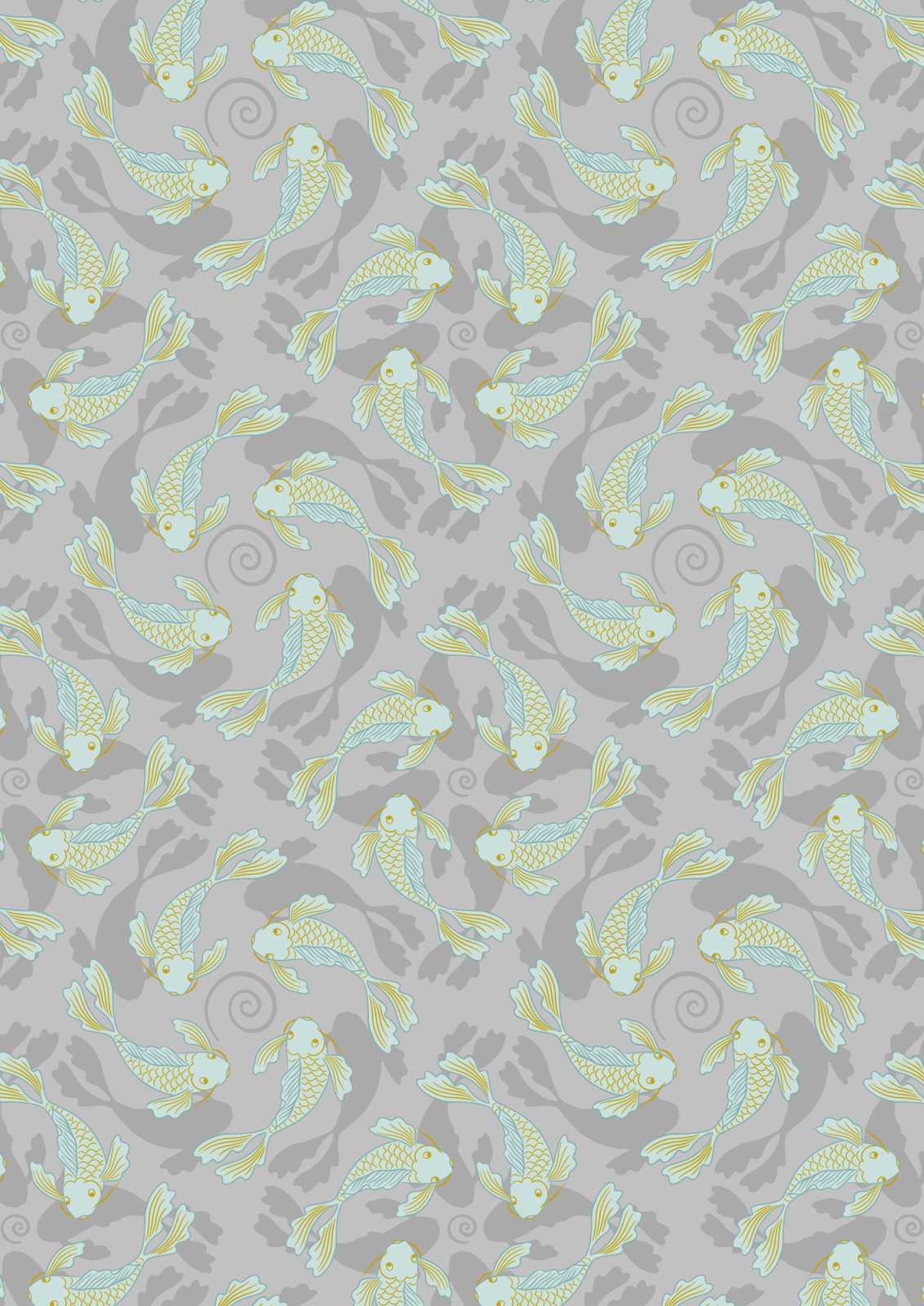 LI Sakura Lt. Gray Koi, Gold Metallic A922A