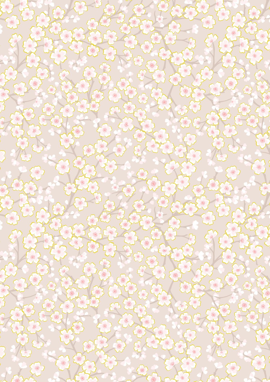 LI Sakura Neutral, Pink Flowers, Gold Metallic A923A