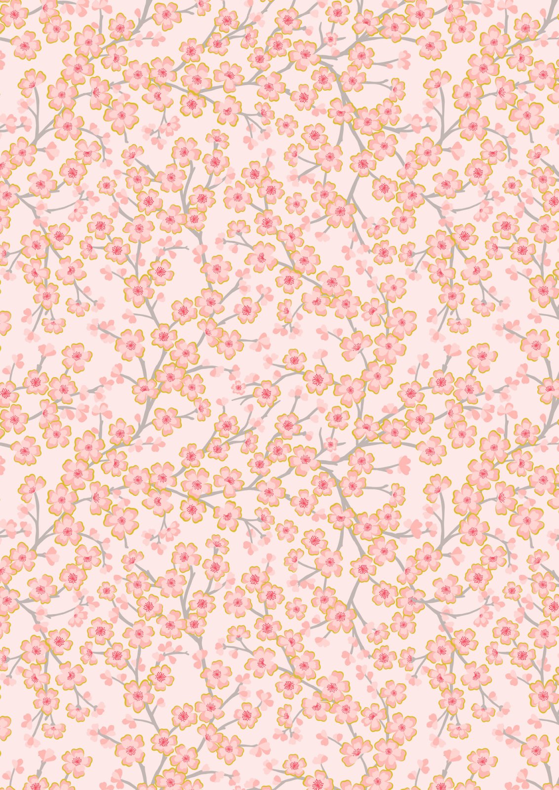 LI Sakura Pink Flowers, Gold Metallic A923B