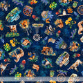 ATXSH Minky Vignettes Toss Navy 44"/45" Fabric Per Yard