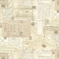 Beige Post Script Cotton Wideback Fabric Per Yard