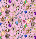 Bejeweled Pink Cotton 44"/45" Fabric Per Yard
