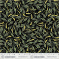 Black Greenery Midnight Blooms Cotton 44"/45" Fabric Per Yard