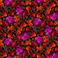 Black Hot Midnight Floral Cotton Wideback Fabric per yard