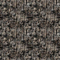Black Steam & Steel Train Mechanical Gears Cotton 44/45 Fabric Per Yard