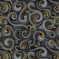Black Whirlwind Swirl Cotton Wideback Fabric per yard