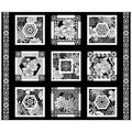 Black & White Floral Picture Patches Cotton 44"/45" Fabric Per Yard