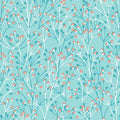 Aqua Dahlias at Dusk Floral Sprigs Cotton 44"/45" Fabric Per Yard