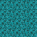 Teal Dahlias at Dusk Leaf & Berries Silhouettes Cotton 44"/45" Fabric Per Yard