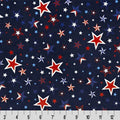 Blue Liberty Stars Digital Cuddle Ink Fabric per yard