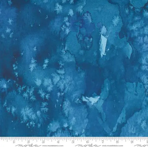 Blue Navy Flow Basic Watercolor Painting 44"/45" Fabric Per Yard