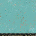 Blue Turquoise Speckled Metallic Cotton Wideback Fabric per yard