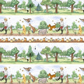 Brown/Green Classic Winnie Stripe Cotton 43"/44" Fabric Per Yard