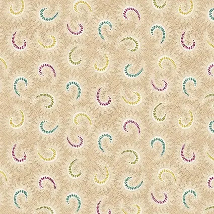 Brown Toast Stylized Paisley Cotton Wideback Fabric per yard