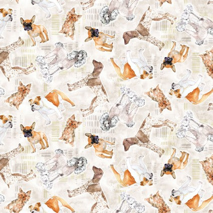 CW Best Friends-Tossed Dogs, Light Taupe