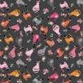 Cats In Hats Poppie Cotton Black 44"/45" Fabric Per Yard