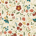 Cream Floral Cotton Wideback Fabric per yard