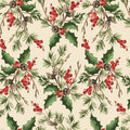 Cream Holly Bouquet Cotton Wideback Fabric per yard