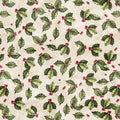 Cream Holly Toss Cotton Wideback Fabric per yard