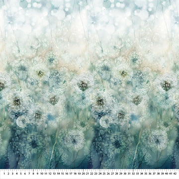 Whisper Full Width Border Teal Cotton 43"/44" Fabric Per Yard
