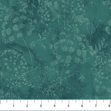 Whisper Flower Blender Teal Cotton 43"/44" Fabric Per Yard