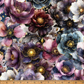 Deep Amethyst Midnight Flora A Hoffman Spectrum Print Cotton 43"/44" Fabric Per Yard