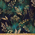 Deep Teal Midnight Flora A Hoffman Spectrum Print Cotton 43"/44" Fabric Per Yard